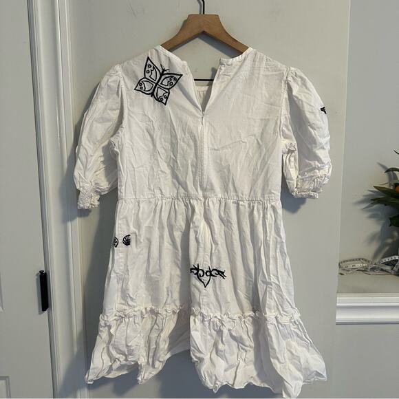 Lottie Hall White Black Fun Embroidered Mini Dress XS/S - Picture 5 of 13
